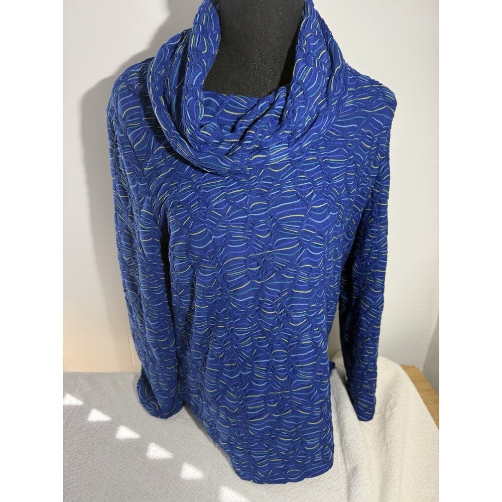 Habitat Blue Textured Cowl Neck Tunic Top Women’s Small Long Sleeve